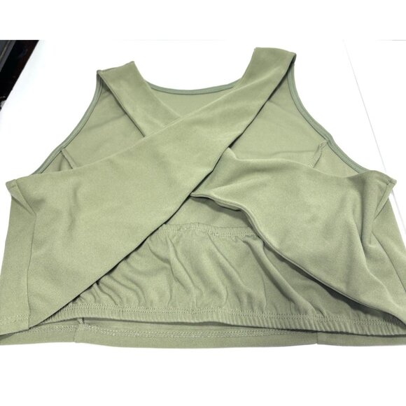 Fashion Nova Womens Plus Size 1X Sage Green Sleeveless Criss Cross Cropped Top - Picture 3 of 7